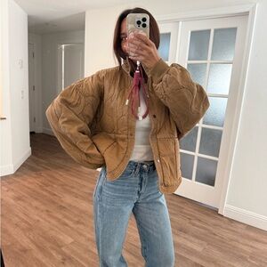 Blank NYC Women's Brown Quilted Bomber Jacket